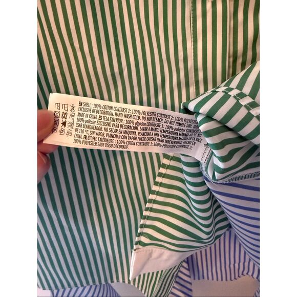 English Factory Long Sleeve Striped Button Down Shirt Ruffle Back - Picture 4 of 5